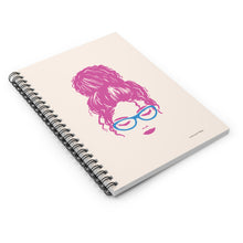 Load image into Gallery viewer, Ashley Messy Bun Spiral Lined Ruled Notebook - Fuchsia Pink & Blue