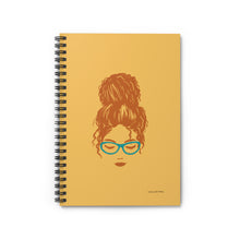 Load image into Gallery viewer, Ashley Messy Bun Spiral Lined Ruled Notebook - Yellow & Brown
