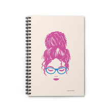 Load image into Gallery viewer, Ashley Messy Bun Spiral Lined Ruled Notebook - Fuchsia Pink & Blue