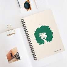 Load image into Gallery viewer, Lucy Curls Spiral Lined Ruled Notebook - Cream & Emerald Green