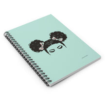 Load image into Gallery viewer, Susie Curly Hair Puff Balls Spiral Lined Ruled Spiral Notebook - Teal