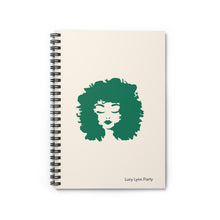 Load image into Gallery viewer, Lucy Curls Spiral Lined Ruled Notebook - Cream & Emerald Green