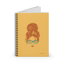 Load image into Gallery viewer, Ashley Messy Bun Spiral Lined Ruled Notebook - Yellow & Brown
