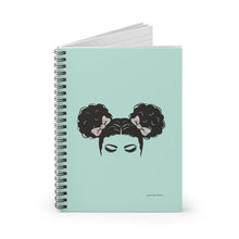 Load image into Gallery viewer, Susie Curly Hair Puff Balls Spiral Lined Ruled Spiral Notebook - Teal