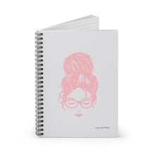 Load image into Gallery viewer, Ashley Messy Bun Spiral Lined Ruled Notebook - Light Pink & Gray