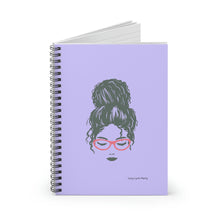 Load image into Gallery viewer, Ashley Messy Bun Spiral Lined Ruled Notebook - Purple