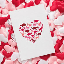 Load image into Gallery viewer, Colorful Dinosaur Heart Valentine's Day Card