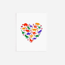 Load image into Gallery viewer, Colorful Dinosaur Heart Valentine's Day Card