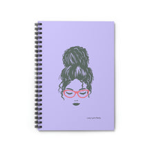 Load image into Gallery viewer, Ashley Messy Bun Spiral Lined Ruled Notebook - Purple