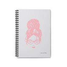 Load image into Gallery viewer, Ashley Messy Bun Spiral Lined Ruled Notebook - Light Pink &amp; Gray
