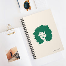 Load image into Gallery viewer, Lucy Curls Spiral Lined Ruled Notebook - Cream &amp; Emerald Green
