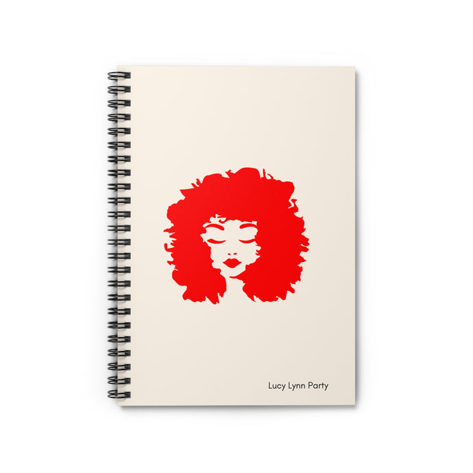 Lucy Curls Spiral Lined Ruled Notebook - Cream & Red