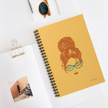 Load image into Gallery viewer, Ashley Messy Bun Spiral Lined Ruled Notebook - Yellow &amp; Brown
