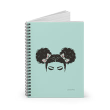 Load image into Gallery viewer, Susie Curly Hair Puff Balls Spiral Lined Ruled Spiral Notebook - Teal
