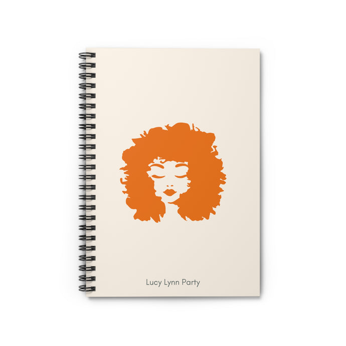 Lucy Curls Spiral Lined Ruled Notebook - Cream & Orange