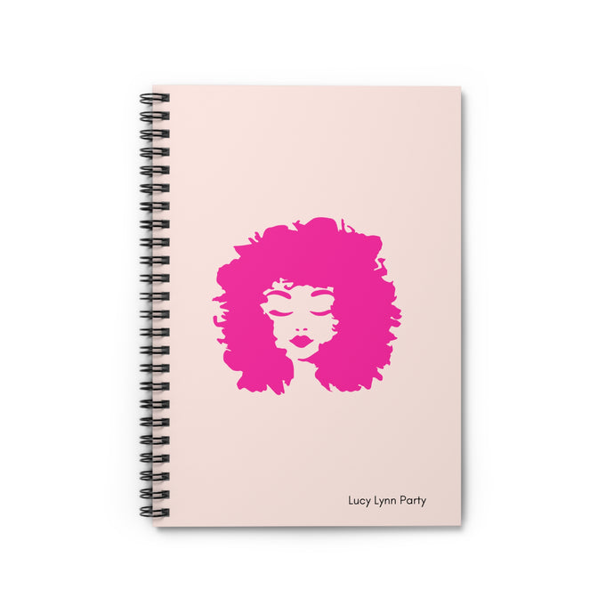 Lucy Curls Spiral Lined Ruled Notebook - Blush & Fuschia Pink