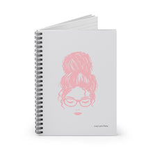 Load image into Gallery viewer, Ashley Messy Bun Spiral Lined Ruled Notebook - Light Pink &amp; Gray

