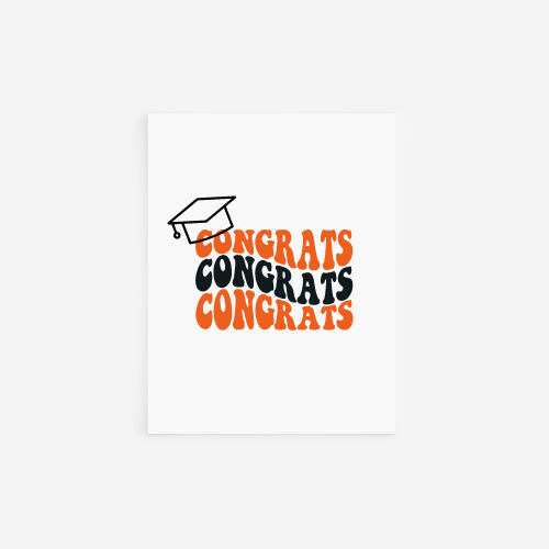 Wavy Congrats Graduation Card with Cap