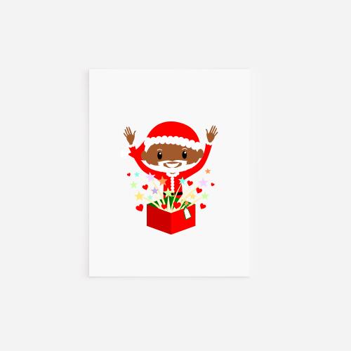 Jolly Black Santa Claus Christmas Cards
