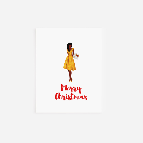 Christmas Card Melanin Woman 6 Pack