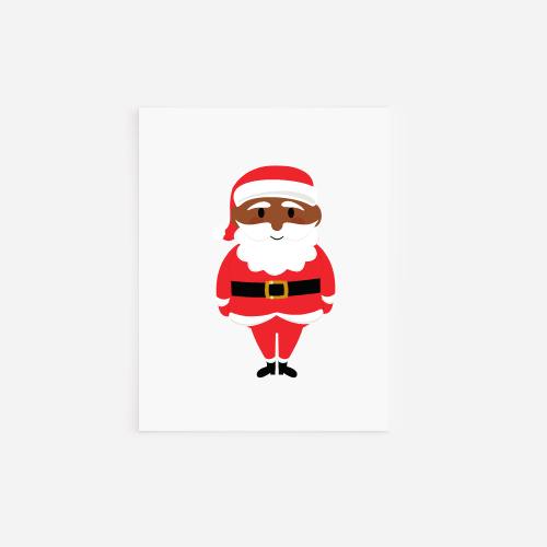 Smiling Black Santa Claus Christmas Cards
