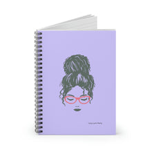 Load image into Gallery viewer, Ashley Messy Bun Spiral Lined Ruled Notebook - Purple
