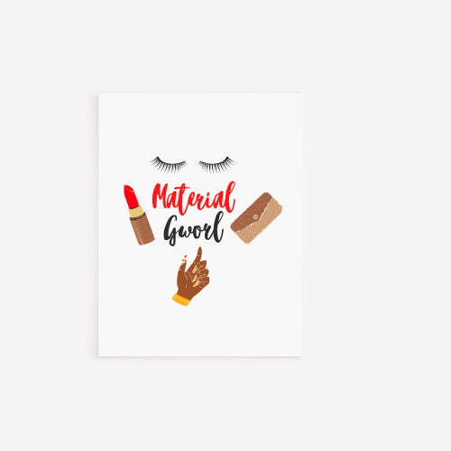 Material Gworl Greeting Cards